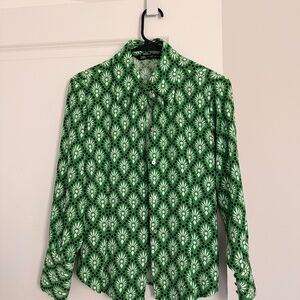 Zara Green + White Button Up